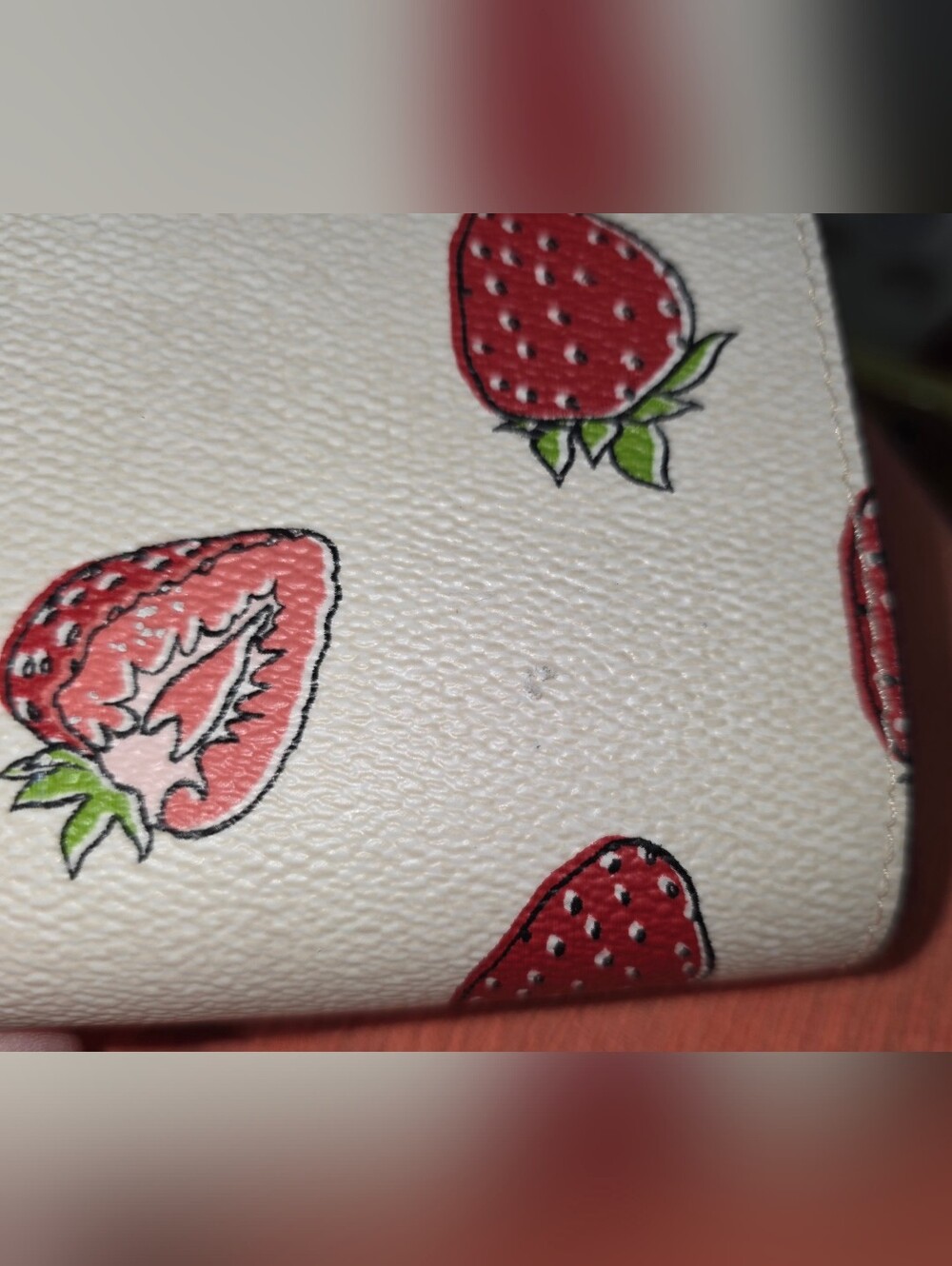 Coach White Strawberry Print Small Wallet - Picture 3 of 11